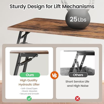 SEDETA 31.5" Lift Top Coffee Table with Storage, Square Coffee Tables for Living Room, Farmhouse Coffee Table with Large Hidden Storage Compartment and Adjustable Shelves, Black