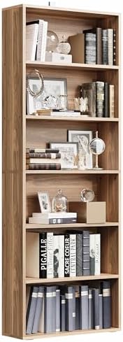 IRONCK Bookshelves and Bookcases Floor Standing 6 Tiers Display Storage Shelves 70 in Tall Bookcase Home Decor Furniture for Home Office, Living Room, Bed Room — Oak Brown (2)
