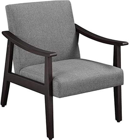 Yaheetech Corduroy Accent Chair, Mid-Century Modern Armchair with Solid Wood Legs, Reading Leisure Chair with High Back for Living Room Bedroom Waiting Room Dark Green
