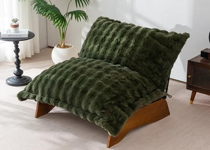 MAXYOYO Adjustable Living Room Chair, 3-Position Bean Bag Chair with Removable Cover, Upholstered Accent Chair with Frame, Soft Reclining Lounge for Bedroom, Apartment, Office, Green