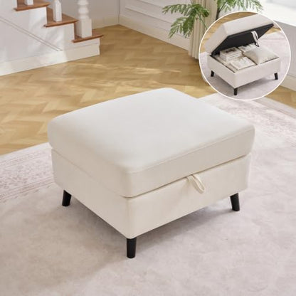 41" Oversized Accent Chair with Storage, Single Sofa for Living Room Beige | Modern Accent Chairs with Storage, Deep Seat Armchair Upholstered Comfy Reading Chair for Living Room, Bedroom, Chenille