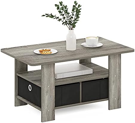 Furinno Coffee Table with Bins, Espresso/Brown