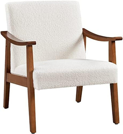Yaheetech Corduroy Accent Chair, Mid-Century Modern Armchair with Solid Wood Legs, Reading Leisure Chair with High Back for Living Room Bedroom Waiting Room Dark Green