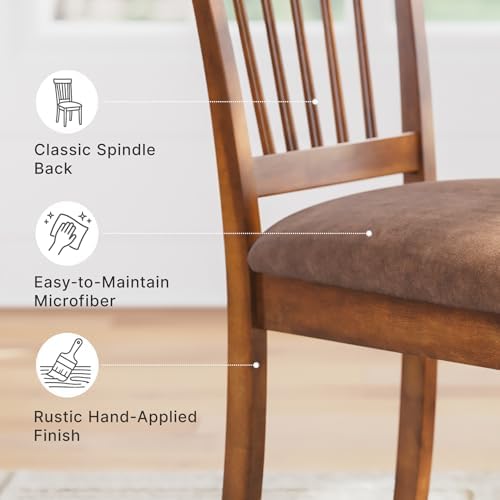 Signature Design by Ashley Berringer | Spindle Back 18" Dining Chairs (Set of 2) – Rustic Light Brown with Upholstered Cushioned Seat