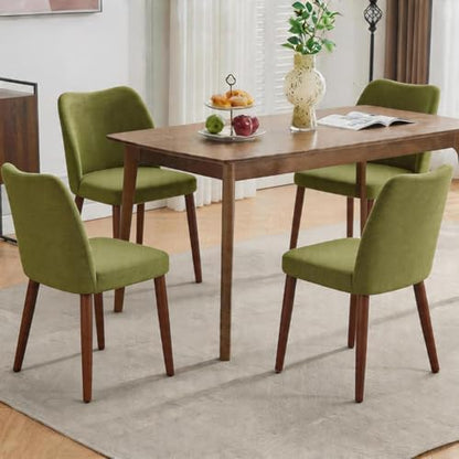 GarveeHome Dining Chairs Set of 4, Modern Hollow Back Dining Room Chair | Upholstered Kitchen Chairs with Adjustable Foot Pads, Wooden Dinner Chair for Kitchen Dining Room — Green (2)