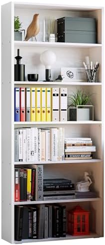 IRONCK Bookshelves and Bookcases Floor Standing 6 Tiers Display Storage Shelves 70 in Tall Bookcase Home Decor Furniture for Home Office, Living Room, Bed Room — Industrial White (2)