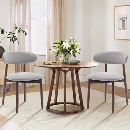 COLAMY Wooden Dining Chairs Set of 4, Modern Fabric Upholstered Kitchen Side Chairs, Farmhouse Dining Room Chair with Foot Pegs, Beige