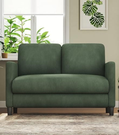 Welzona Sofa Accent Chair, 33" Reading Chair for Bedroom, Tool-Free Setup Living Room Accent Chairs, Comfy Arm Chairs Living Room, All-Wood Reading Nook, Beige — Cord Green / cloud loveseat (2)