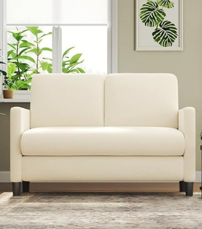 Welzona Sofa Accent Chair, 33" Reading Chair for Bedroom, Tool-Free Setup Living Room Accent Chairs, Comfy Arm Chairs Living Room, All-Wood Reading Nook, Beige — Cream White / Standard (2)