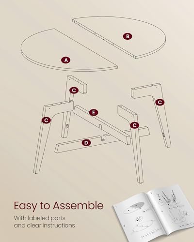 VASAGLE MAEZO Collection - Round Coffee Table, 31.5-Inch Center Table, Tapered Legs, Curved Transitions, Easy to Assemble, for Living Room, Honey Brown ULCT251KB01S
