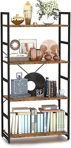 NUMENN 5 Tier Bookshelf, Tall Bookcase Shelf Storage Organizer, Modern Book Shelf for Bedroom, Living Room and Home Office, Vintage