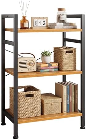 DUMOS 5 Tiers Open Bookshelf, Classic Freestanding Tall Display Shelf | Multifunctional Storage Organizer Rack for Living Room Home Office, Sturdy Bookcase for CDs/Books/Movies, Modern Black — Wood / 3 Shelf (2)