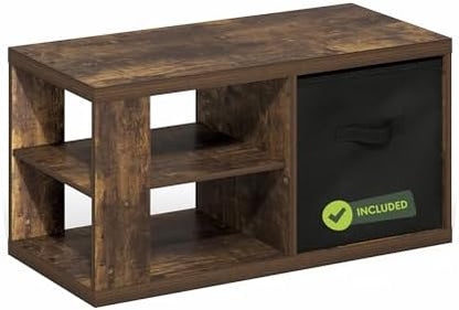Furinno CLASSIC Coffee Table, Modern Rectangle Printer Stand, Black | 1.8" Triple Thick Tabletop, Toolless Assembly, Side Table, for Living Room, Home Office