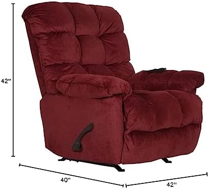 Catnapper Batts Chaise Rocker Recliner with Deluxe Heat & Massage in Red Polyester Fabric