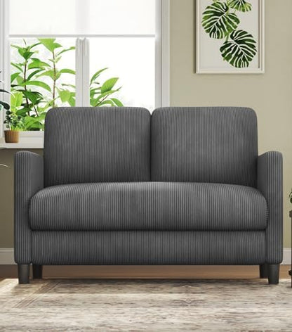Welzona Sofa Accent Chair, 33" Reading Chair for Bedroom, Tool-Free Setup Living Room Accent Chairs, Comfy Arm Chairs Living Room, All-Wood Reading Nook, Beige — Cord Grey / cloud loveseat (2)