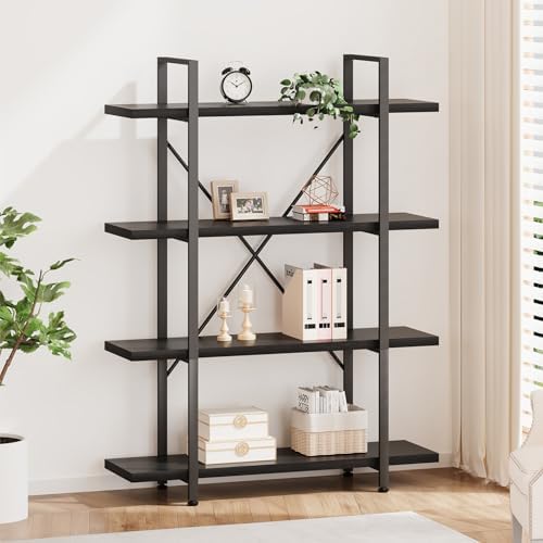 HSH White Bookshelf, 6 Tier Tall Bookcases for Bedroom Living Room Office | Industrial Modern Vertical Metal and Wood Bookcases, Farmhouse 6 Shelf Open Large Storage Book Shelves Display Book Shelf