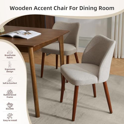GarveeHome Dining Chairs Set of 4, Modern Hollow Back Dining Room Chair | Upholstered Kitchen Chairs with Adjustable Foot Pads, Wooden Dinner Chair for Kitchen Dining Room
