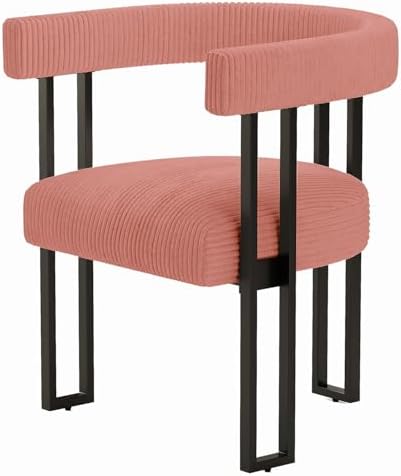 VIRRMO Boucle Dining Chair Set of 4 Corduroy Upholstered Dining Room Chairs Kitchen Chairs with Metal Legs Mid Century Modern Chair for Dining Room, Kitchen (Cream, 4) — Pink / 2 (2)