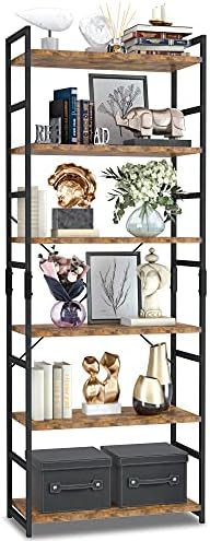 NUMENN 5 Tier Bookshelf, Tall Bookcase Shelf Storage Organizer, Modern Book Shelf for Bedroom, Living Room and Home Office, Vintage