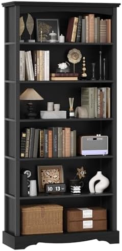 TVU 5-Tier Wooden Bookshelf, 31.5" W x 65" H ×9.9" D Bookshelf with Storage, Floor Standing Modern Style Display Bookcase for Living Room, Office, Study Room, Entryway, Brown