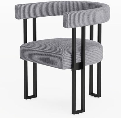 VIRRMO Boucle Dining Chair Set of 4 Corduroy Upholstered Dining Room Chairs Kitchen Chairs with Metal Legs Mid Century Modern Chair for Dining Room, Kitchen (Cream, 4) — Grey / 2 (2)