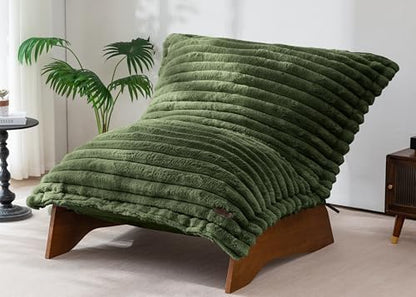 MAXYOYO Adjustable Living Room Chair, 3-Position Bean Bag Chair with Removable Cover, Upholstered Accent Chair with Frame, Soft Reclining Lounge for Bedroom, Apartment, Office, Green