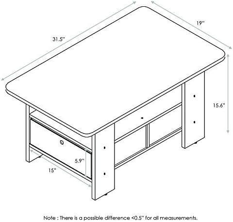 Furinno Coffee Table with Bins, Espresso/Brown