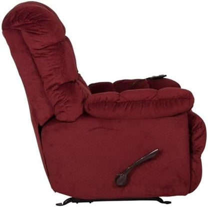 Catnapper Batts Chaise Rocker Recliner with Deluxe Heat & Massage in Red Polyester Fabric