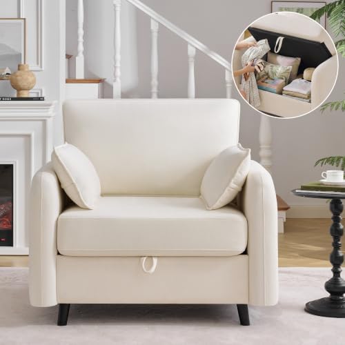 41" Oversized Accent Chair with Storage, Single Sofa for Living Room Beige | Modern Accent Chairs with Storage, Deep Seat Armchair Upholstered Comfy Reading Chair for Living Room, Bedroom, Chenille
