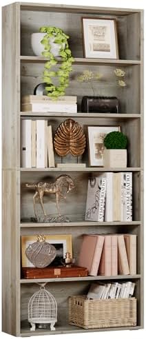 IRONCK Bookshelves and Bookcases Floor Standing 6 Tiers Display Storage Shelves 70 in Tall Bookcase Home Decor Furniture for Home Office, Living Room, Bed Room — Beige Maple (2)