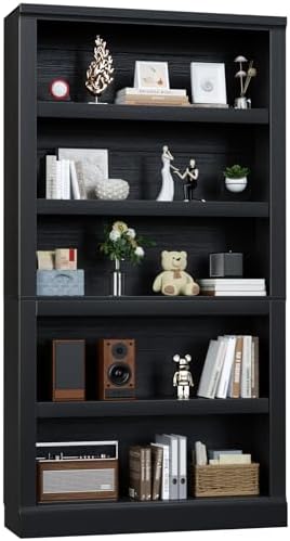 Unikito Bookshelf, 5 Tier Book Shelf, 71 Inch Tall Bookcase with Adjustable Shelves, Open Storage Book Case Organizer, Freestanding Display Shelf Stand for Living Room, Home Office, Bedroom, Cherry