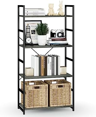 NUMENN 5 Tier Bookshelf, Tall Bookcase Shelf Storage Organizer, Modern Book Shelf for Bedroom, Living Room and Home Office, Vintage