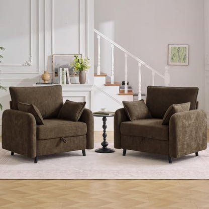 41" Oversized Accent Chair with Storage, Single Sofa for Living Room Beige | Modern Accent Chairs with Storage, Deep Seat Armchair Upholstered Comfy Reading Chair for Living Room, Bedroom, Chenille