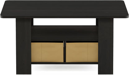 Furinno Coffee Table with Bins, Espresso/Brown — Espresso/Brown / 2 Bin (8)