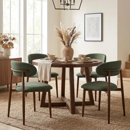 UVV Dining Chairs Set of 4, Metal Kitchen Chairs with Modern Fabric Upholstered for Dining Room, Beige