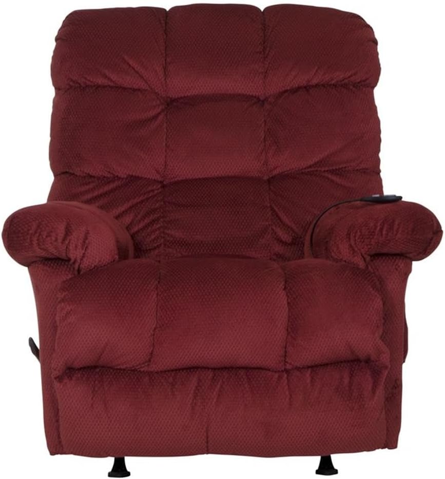 Catnapper Batts Chaise Rocker Recliner with Deluxe Heat & Massage in Red Polyester Fabric