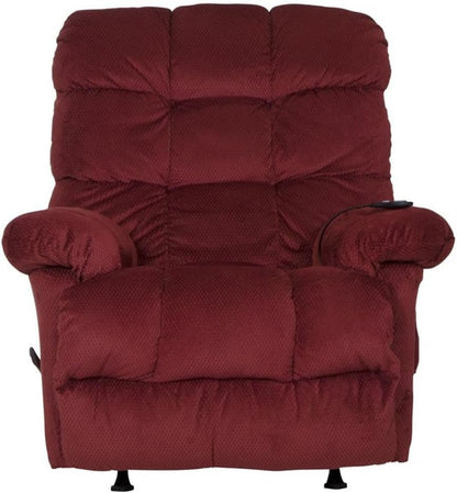 Catnapper Batts Chaise Rocker Recliner with Deluxe Heat & Massage in Red Polyester Fabric