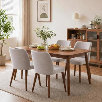 GarveeHome Dining Chairs Set of 4, Modern Hollow Back Dining Room Chair | Upholstered Kitchen Chairs with Adjustable Foot Pads, Wooden Dinner Chair for Kitchen Dining Room — Light Grey (2)