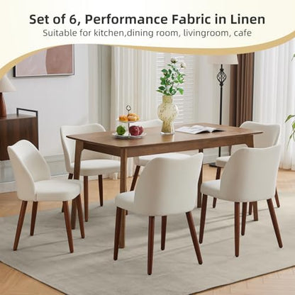 GarveeHome Wooden Dining Chair Set of 4 Upholstered Fabric Dining Chair | Modern Kitchen Chairs with Curved Backrest Leveling Feet for Dining Room, Living Room, , No tool assembly, No Wobble, White