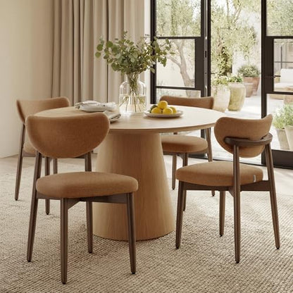 VASAGLE Wooden Dining Chairs Set of 2, Upholstered Kitchen Chairs with Solid Wood Legs, Ergonomic Curved Backrest, Built-in Handle, Mid Century Modern, for Kitchen Dining Vanity, Sage Green
