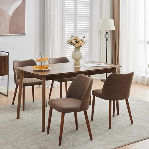 GarveeHome Dining Chairs Set of 4, Modern Hollow Back Dining Room Chair | Upholstered Kitchen Chairs with Adjustable Foot Pads, Wooden Dinner Chair for Kitchen Dining Room — Taupe Pu (2)