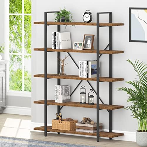 HSH White Bookshelf, 6 Tier Tall Bookcases for Bedroom Living Room Office | Industrial Modern Vertical Metal and Wood Bookcases, Farmhouse 6 Shelf Open Large Storage Book Shelves Display Book Shelf