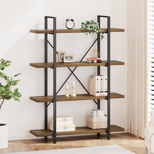 HSH White Bookshelf, 6 Tier Tall Bookcases for Bedroom Living Room Office | Industrial Modern Vertical Metal and Wood Bookcases, Farmhouse 6 Shelf Open Large Storage Book Shelves Display Book Shelf