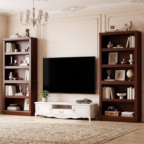 Unikito Bookshelf, 5 Tier Book Shelf, 71 Inch Tall Bookcase with Adjustable Shelves, Open Storage Book Case Organizer, Freestanding Display Shelf Stand for Living Room, Home Office, Bedroom, Cherry