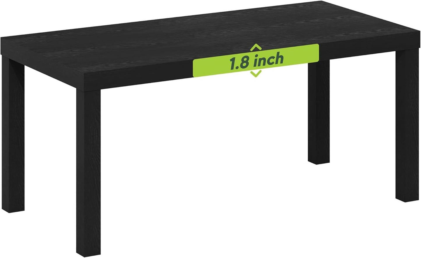 Furinno CLASSIC Coffee Table, Modern Rectangle Printer Stand, Black | 1.8" Triple Thick Tabletop, Toolless Assembly, Side Table, for Living Room, Home Office — Black / Rectangle (3)