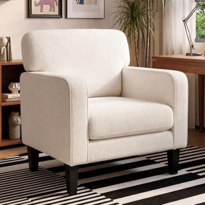 DUMOS Dark Grey Modern Accent Chairs for Living Room, Corner Chairs for Adults, Reading Armchair with Armrest and Backrest, Comfy Lounge Seating for Bedroom Reception Waiting Room