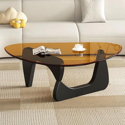 Modern Glass Coffee Table, Mid Century Small Coffee Table, Coffee Table for Living Room,Suitable for Bedroom Living Room Reception Office Tables (Walnut/Transparent, Small) — Black/Brown / Large 45 * 32.3 * 16in (2)