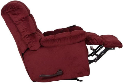 Catnapper Batts Chaise Rocker Recliner with Deluxe Heat & Massage in Red Polyester Fabric