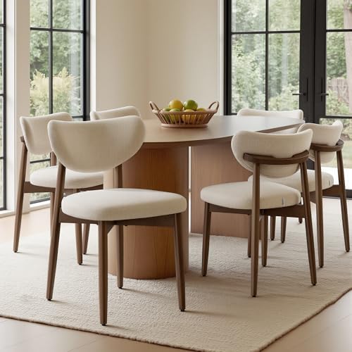 VASAGLE Wooden Dining Chairs Set of 2, Upholstered Kitchen Chairs with Solid Wood Legs, Ergonomic Curved Backrest, Built-in Handle, Mid Century Modern, for Kitchen Dining Vanity, Sage Green