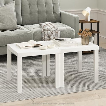 Furinno CLASSIC Coffee Table, Modern Rectangle Printer Stand, Black | 1.8" Triple Thick Tabletop, Toolless Assembly, Side Table, for Living Room, Home Office